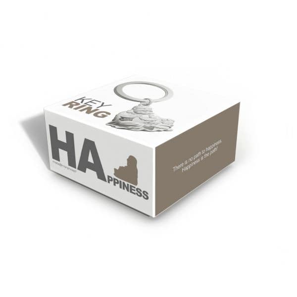 Metalmorphose.lt metalinis raktų pakabukas BUDDA. Tamsiai pilkas Buddos atvaizdas iš cinko lydinio, subtilios detalės, premium miniatiūra. SIMBOLIŲ PASAULIS kolekcija.