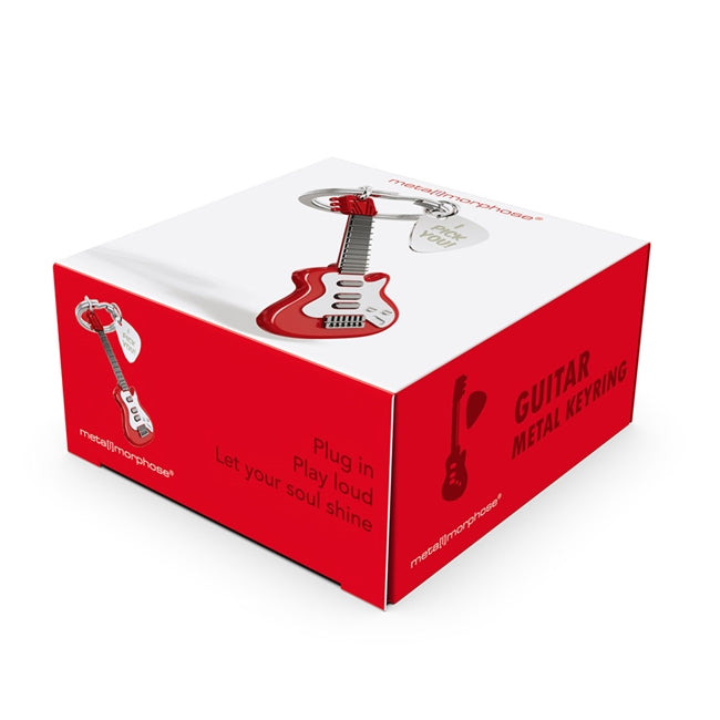 Metalmorphose metalinis raktų pakabukas „Elektro Gitara“ su 3D elektrinės gitaros ir mediatoriaus su užrašu " I pick you ! " dizainu iš Muzikos Pasaulis kolekcijos.
