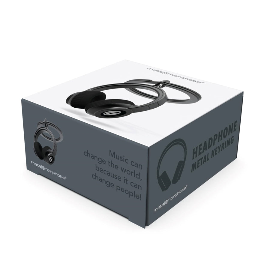 Metalinis raktų pakabukas „Juodieji Ausinukai“ – juodų ausinių 3D dizainas iš Metalmorphose Muzikos Pasaulis kolekcijos