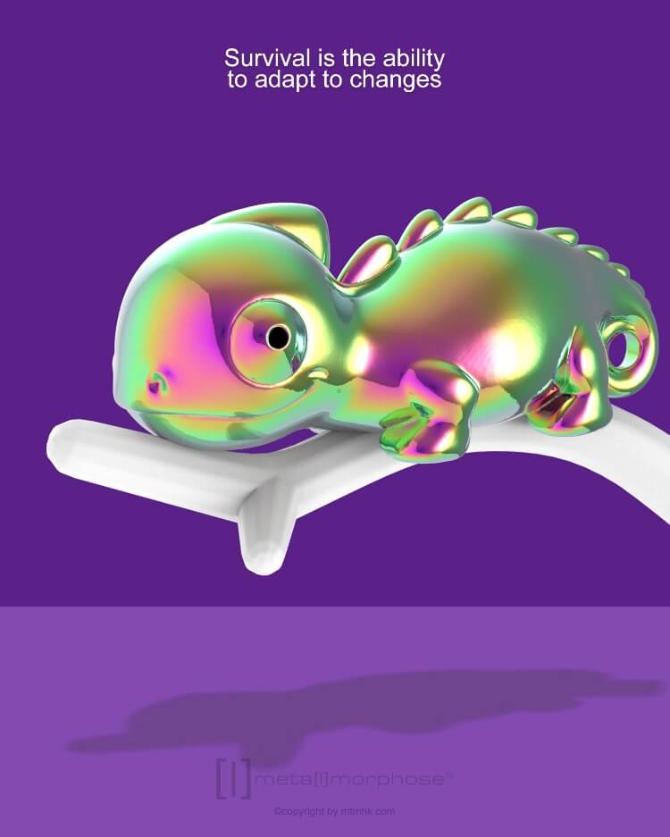 Metalinis raktų pakabukas Lėtasis Chameleonas – spalvingas kameleonas, 3D detalės, spiralės uodega.