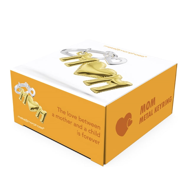 Metalmorphose.lt metalinis raktų pakabukas MAMOS MEILĖ. Auksinis metalinis balionas su tikroviškomis raukšlėmis ir MOM užrašu. Premium metalas. MEILĖS PASAULIS kolekcija.
