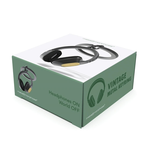 Metalinis raktų pakabukas „Retro Ausinės“ – retro ausinių dizainas iš Metalmorphose Muzikos Pasaulis kolekcijos