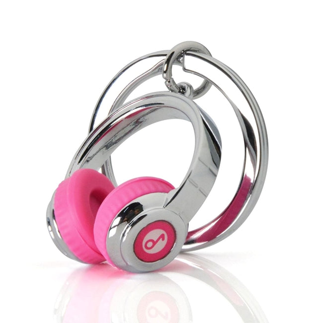 Metalinis raktų pakabukas „Rožiniai Ausinukai“ – rožinių ausinių 3D miniatiūra iš Metalmorphose Muzikos Pasaulis kolekcijos