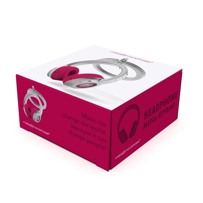 Metalinis raktų pakabukas „Rožiniai Ausinukai“ – rožinių ausinių 3D miniatiūra iš Metalmorphose Muzikos Pasaulis kolekcijos