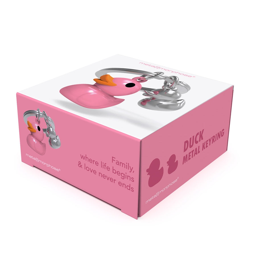 Metalinis raktų pakabukas Rožinis Ančiukas – rožinis ančiukas, 3D detalės, švelnus paviršius.