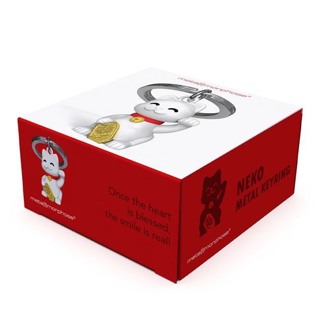 Metalmorphose.lt metalinis raktų pakabukas SĖKMĖS KATULIS. Laimę nešantis katinukas su pakelta letenėle ir auksiniu ženkliuku. Premium miniatiūra iš SIMBOLIŲ PASAULIS kolekcijos.