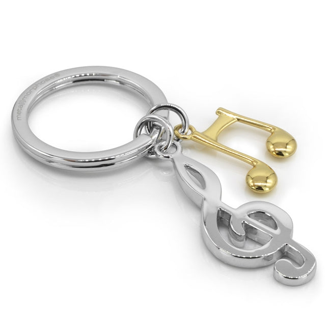 Metalmorphose.lt raktų pakabukas „Smuiko Raktas“ – smuiko rakto ir auksinės natos 3D miniatiūra muzikos kolekcionieriams iš MUZIKOS PASAULIS kolekcijos