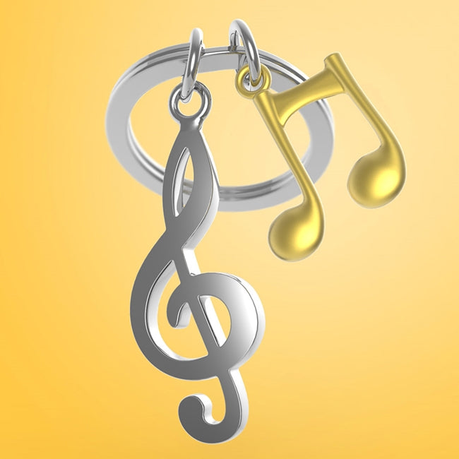 Metalmorphose.lt raktų pakabukas „Smuiko Raktas“ – smuiko rakto ir auksinės natos 3D miniatiūra muzikos kolekcionieriams iš MUZIKOS PASAULIS kolekcijos