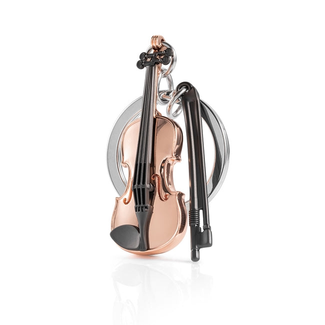 Metalmorphose metalinis raktų pakabukas „Smuiko Simfonija“ – smuiko ir smyčelio 3D dizainas iš Muzikos Pasaulis kolekcijos.