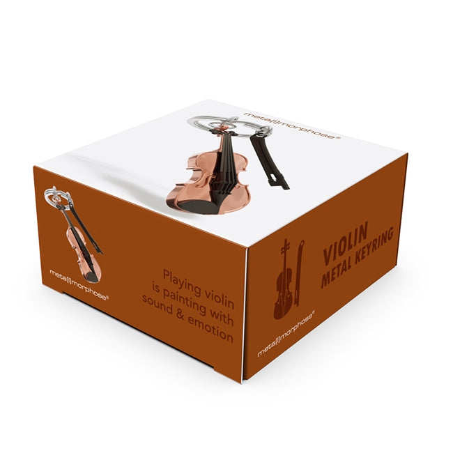 Metalmorphose metalinis raktų pakabukas „Smuiko Simfonija“ – smuiko ir smyčelio 3D dizainas iš Muzikos Pasaulis kolekcijos.
