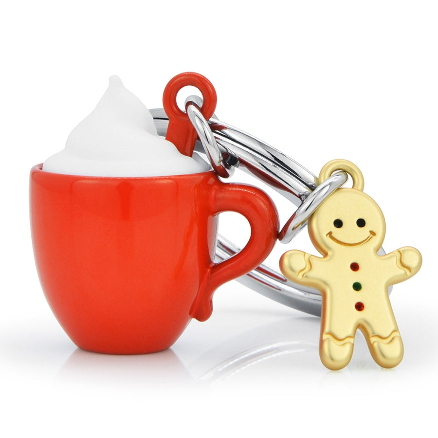 Metalmorphose metalinis raktų pakabukas „Šokolado Apkabinimas“ – karšto šokolado puodelio 3D miniatiūra iš Skonių Pasaulis kolekcijos.