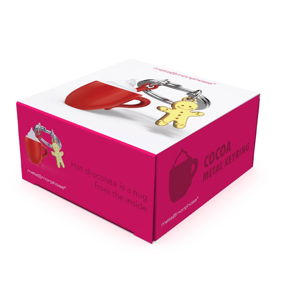 Metalmorphose metalinis raktų pakabukas „Šokolado Apkabinimas“ – karšto šokolado puodelio 3D miniatiūra iš Skonių Pasaulis kolekcijos.
