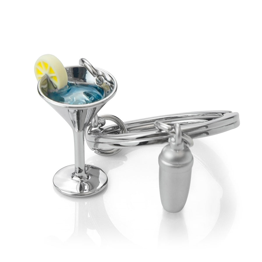 Metalinis raktų pakabukas „Suplaktas Kokteilis“ – Metalmorphose kokteilio taurės ir kokteilinės 3D dizainas iš Skonių Pasaulis kolekcijos