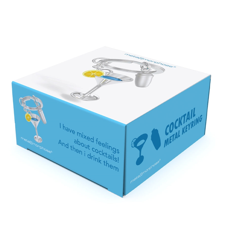 Metalinis raktų pakabukas „Suplaktas Kokteilis“ – Metalmorphose kokteilio taurės ir kokteilinės 3D dizainas iš Skonių Pasaulis kolekcijos