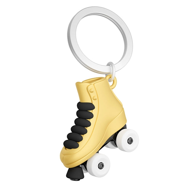 Metalmorphose.lt metalinis raktų pakabukas VIENAS RIEDUTIS. Premium kokybės cinko lydinio metalas, šampaninė danga, pastelinių spalvų riedučio batelis ir ratukai. Retro riedučio 3D miniatiūra. Nerūdijančio plieno žiedas. Raktų pakabukas iš KASDIENYBĖS PASAULIS kolekcijos.