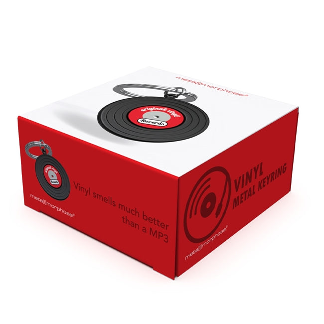 Metalmorphose „Vinilo Aistra“ metalinis raktų pakabukas – vinilo plokštelės 3D dizainas, muzikinė dovana