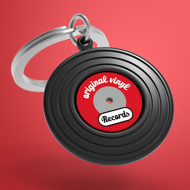 Metalmorphose „Vinilo Aistra“ metalinis raktų pakabukas – vinilo plokštelės 3D dizainas, muzikinė dovana