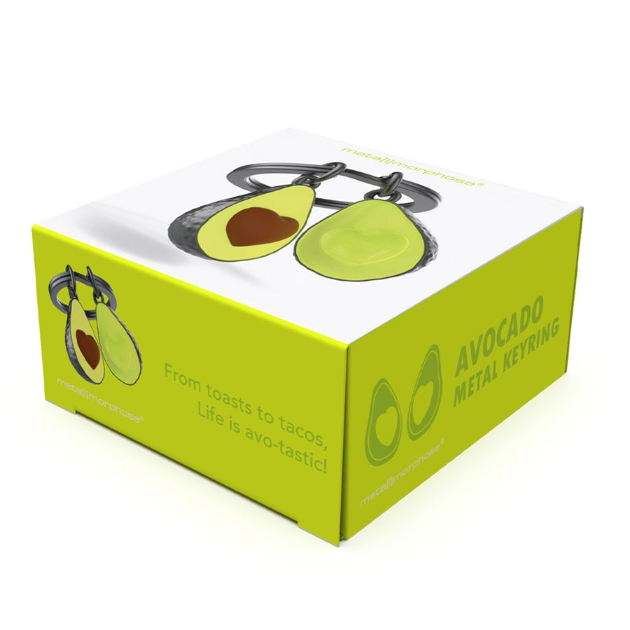 Metalinis raktų pakabukas „Avokadas“ su žalia 3D avokado miniatiūra iš Metalmorphose „Skonių Pasaulis“ kolekcijos.